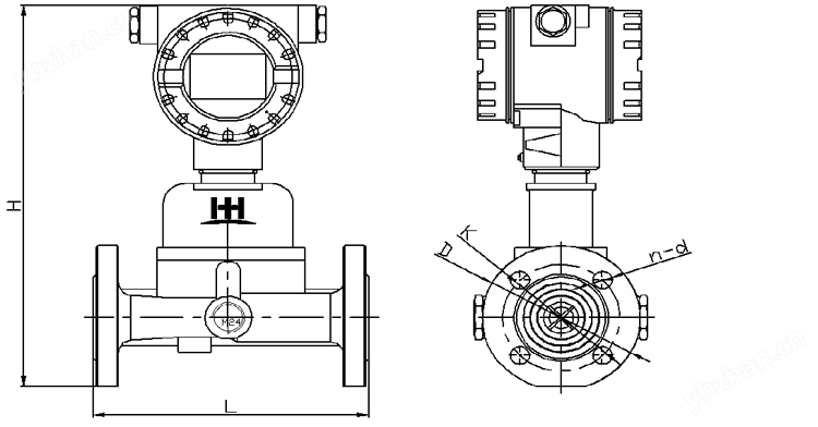 旋進旋渦氣體流量計產品外形尺寸